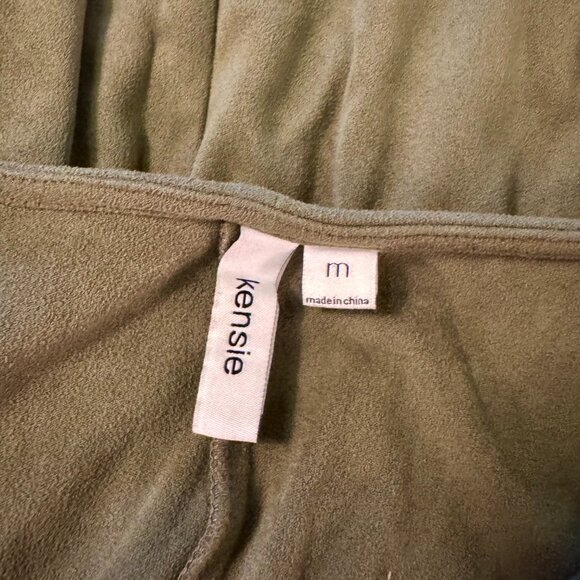 Kensie Olive Green Faux Suede Twist Front Tulip Hem Dress Women’s Size M - Picture 13 of 13